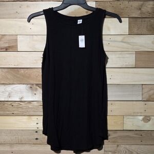 NWT S Tall Old Navy Black Flowy Tank Top Tunic Longline Casual Basic